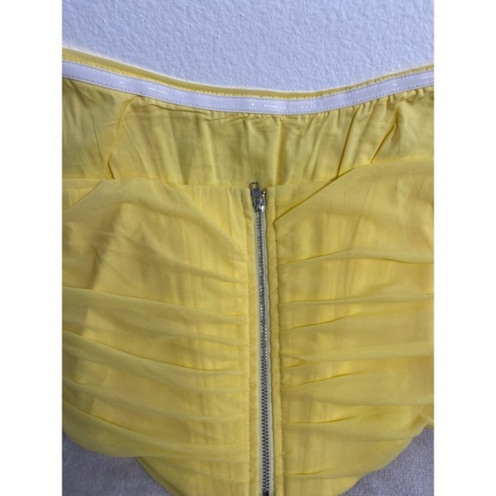 Marthea Yellow Mesh Draped Corset Top Ruched Boned Sleeveless XL NEW - Picture 15 of 16
